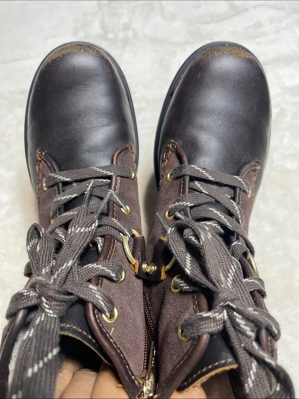 UGG Women's Dark Brown Lace-Up Winter Boots with Side Zip Size 7